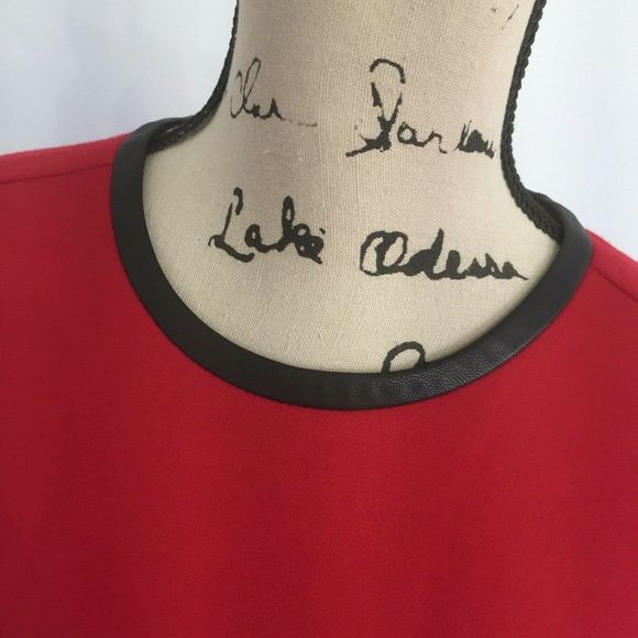 Anne Klein 4 Dress Shift Red Black Trim 3/4 - Picture 4 of 8